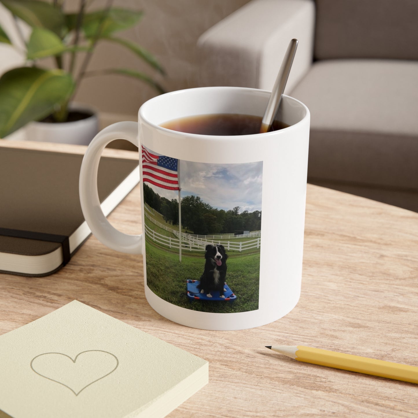 Proud Border Collie White Ceramic Mug, 11oz