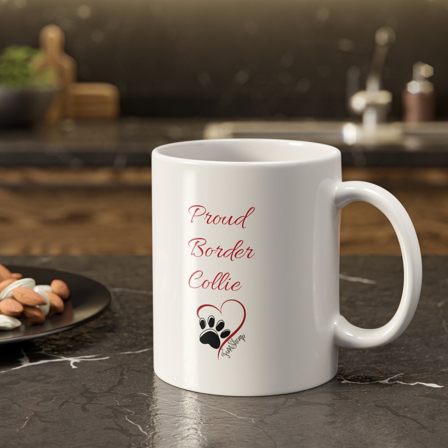 Proud Border Collie White Ceramic Mug, 11oz