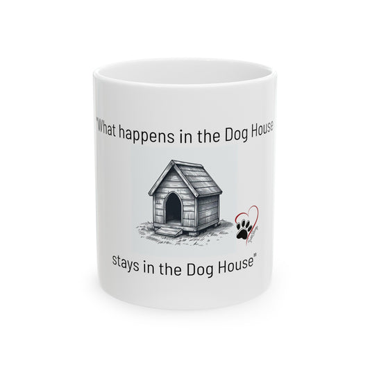 "What happens in the Dog House Stays in the Dog House" Ceramic Mug, (11oz)