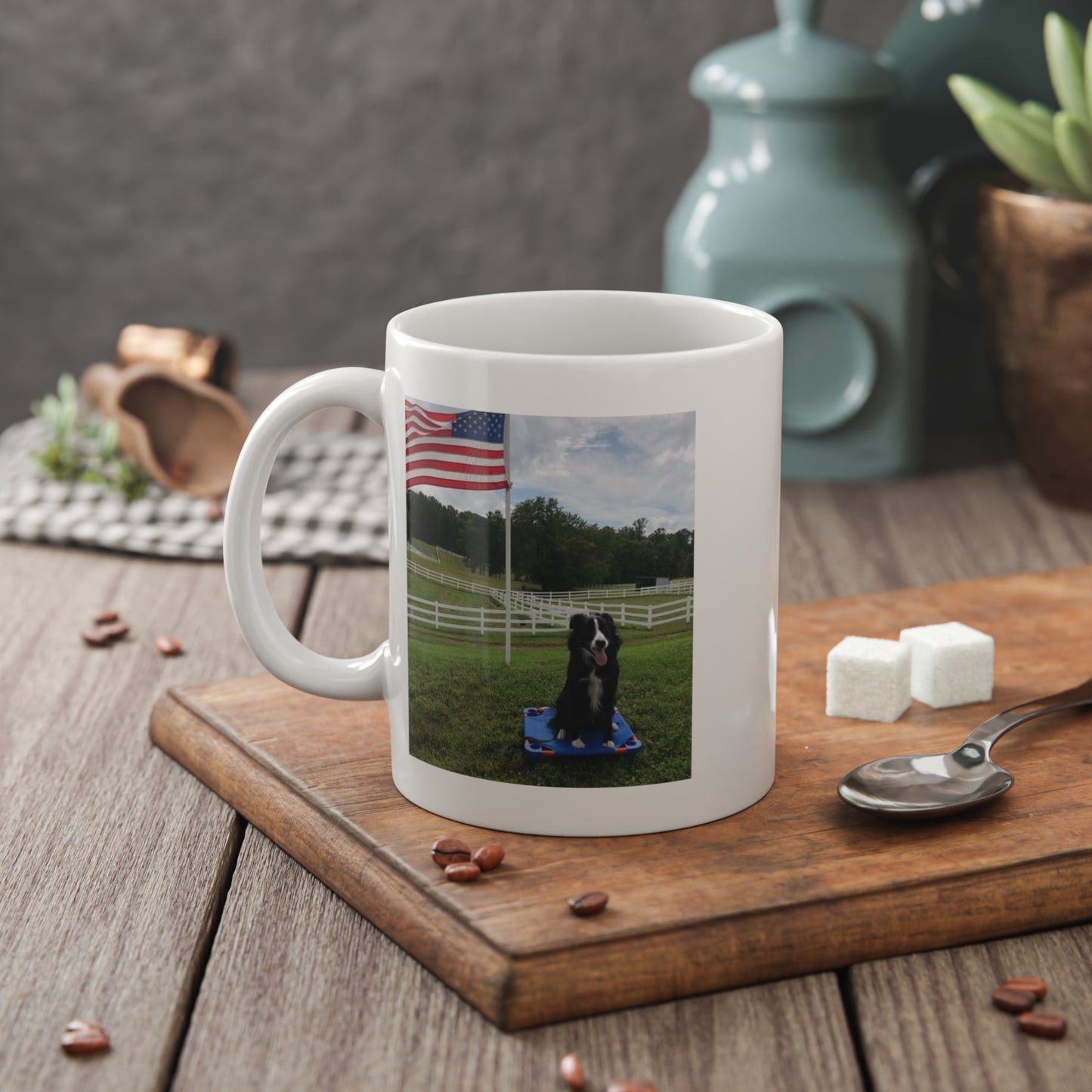 Proud Border Collie White Ceramic Mug, 11oz