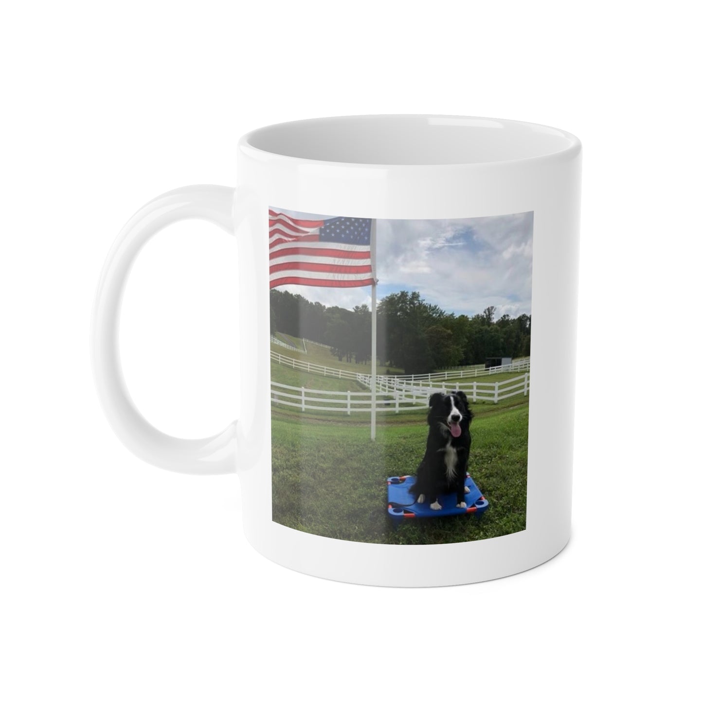 Proud Border Collie White Ceramic Mug, 11oz