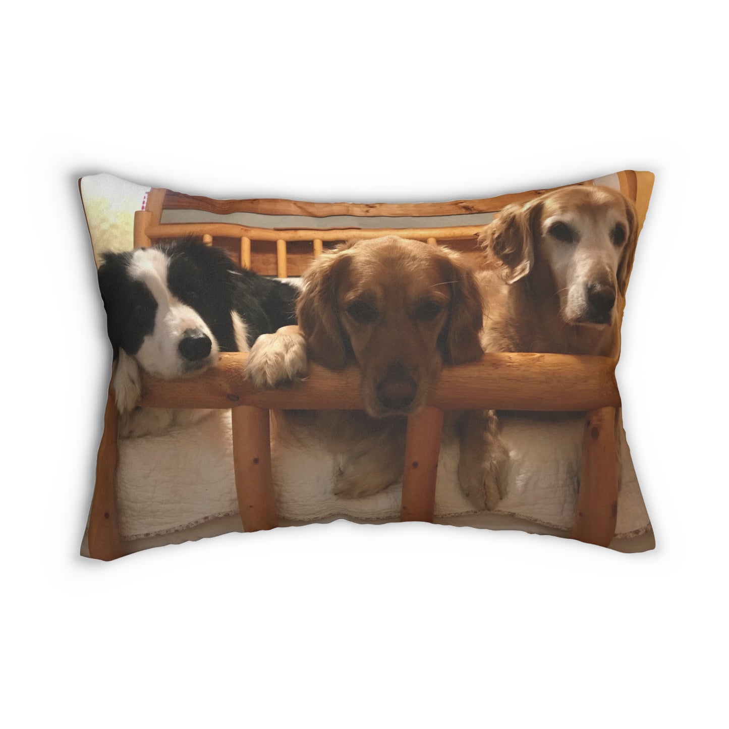 Three Dogs Spun Polyester Lumbar Pillow